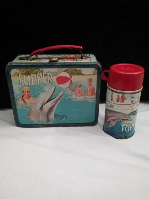 Flipper Lunchbox with Thermos Metal Lunchbox Vintage … - Gem