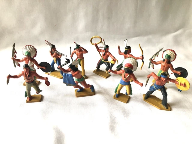 Lot De 45 Figurines Starlux - Indiens, Cow-boys, Chevaux - Ouest Américain - Jim Cofalu Cyrnos