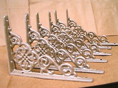 SIX Cast Iron Victorian style Wall Shelf small brackets, champagne gold color