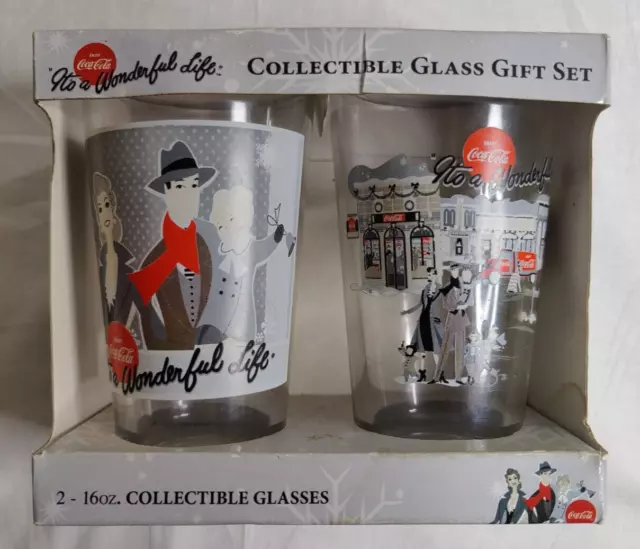 To a Wonderful Life Coca-Cola Collectible Glass Gift Set FAST Shipping