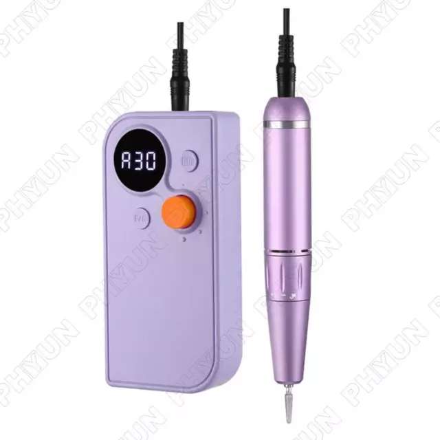 1x Rechargeable Nail Polisher Purple Electric Nail Drill For Nail Gel Removal