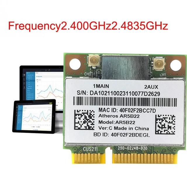 Carte WiFi Mini PCIe Broadcom BCM943228HMB - Dual Band 2.4G/5G 300Mbps, Bluetooth 4.0 - Pour Ordinateurs Portables HP Série G1