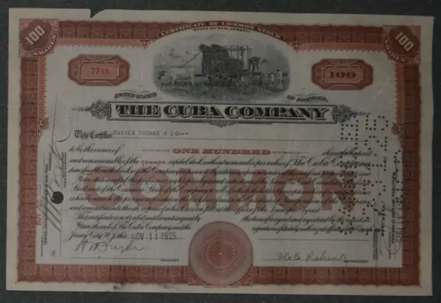 The Cubu Company 1925 100 Shares