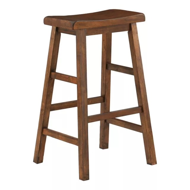 Tulsa 29" Wood Saddle Stool 2-Pack in Brown Wood Tone Finish