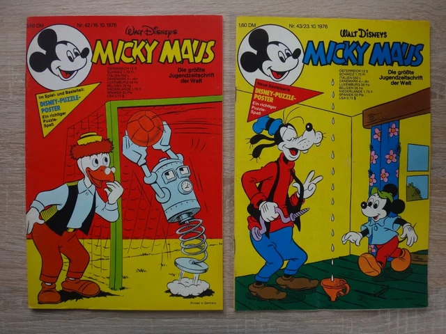 Micky Maus  1976   Nr. 42  und 43   mit Beilage     Ehapa