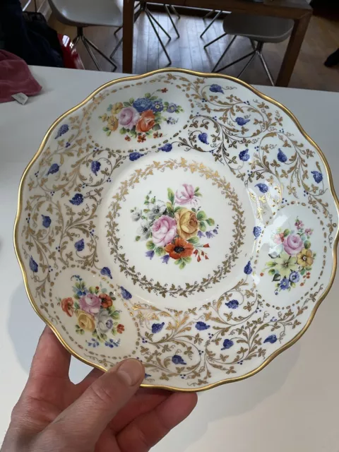 Ancien Saladier Bouquet De Fleurs 💐 Porcelaine Signé