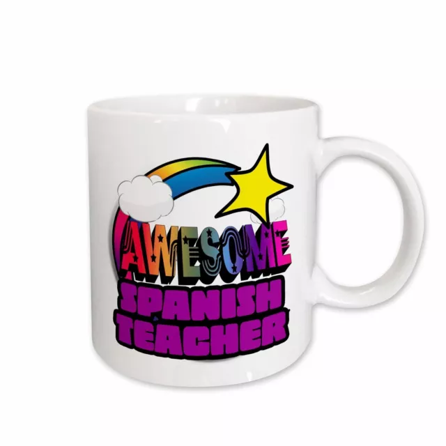 3dRose Shooting Star Rainbow Awesome Spanish Teacher Mug