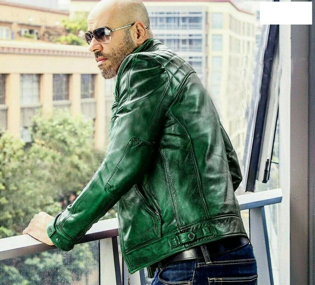 Giacca Vera Moto Biker Da Uomo Cafe Racer Verde Stile Retro Stile - Nuovo Arrivo 2