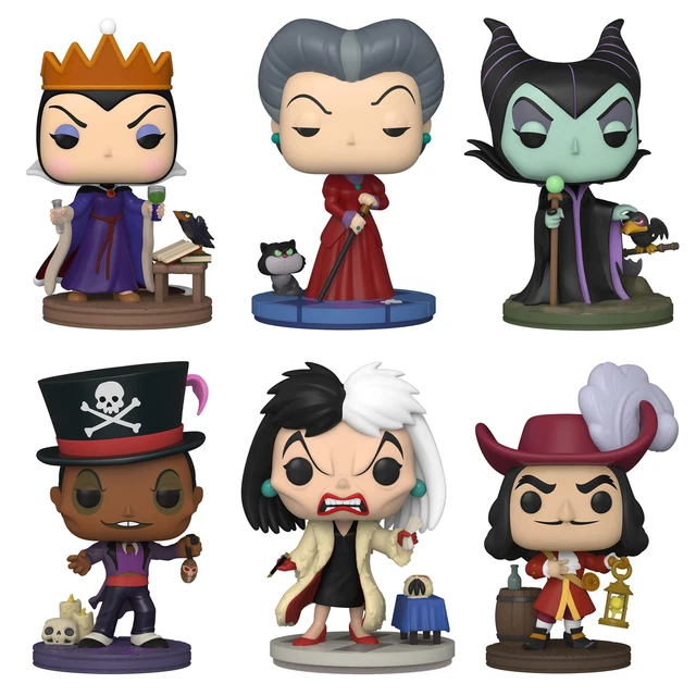 Funko Pop Lotto Pacchetto Di 6 Disney Villains Capitan Uncino Crudelia Malefica
