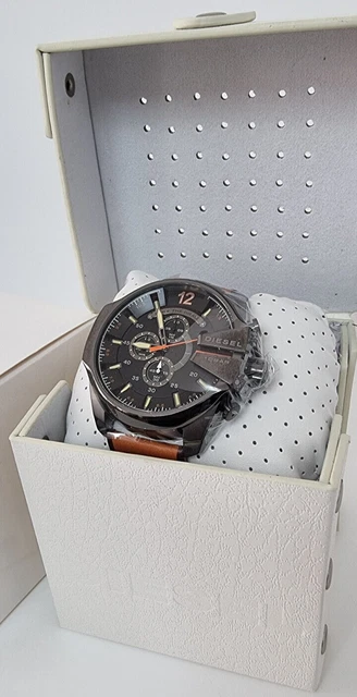 Diesel Uomo Mega Chief Slim - Orologio Cronografo 48mm Con Cinturino In Pelle Bicolore Marrone/Nero - 2
