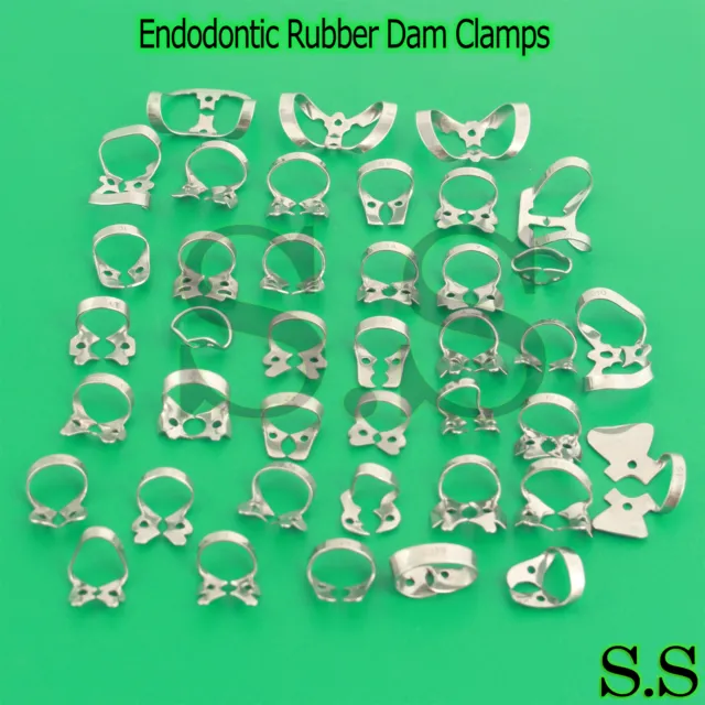 45 Endodontic Rubber Dam Clamps, Dental Instruments, Stainless Steel