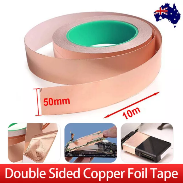 Double Sided Copper Foil Tape 10M x 50MM EMI Shielding Conductive Adhesive Tapes