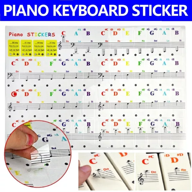 Universal Piano Stickers Learner Music Keyboard Stickers 37/49/61/88 Key Note