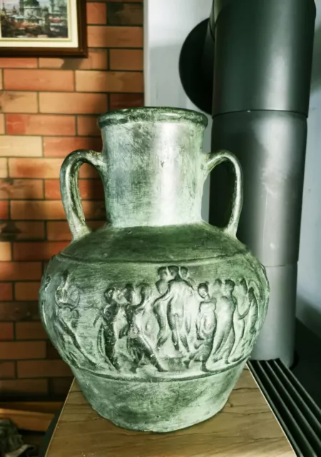 Vase antik Motiv sehr alte  Ton/Keramik Vase mit seltene antik Dekor. RAR