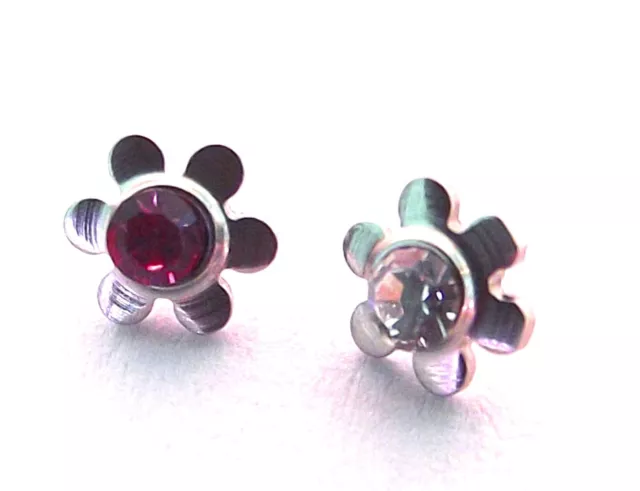 316L CZ GEM **DERMAL** PIERCING ANCHOR HEAD top -FLOWER- Choose Colour - UK!