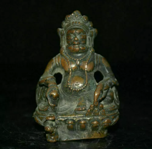 7cm Old Tibetan Buddhism Bronze Yellow Jambhala Wealth God Buddha Sculpture