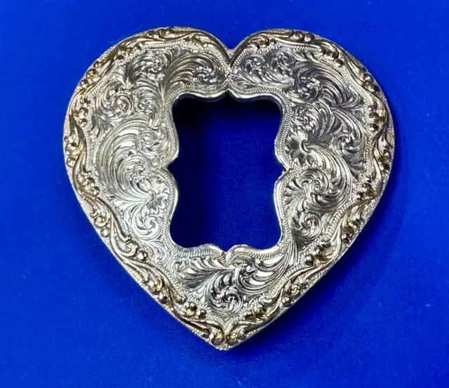Montana Silversmiths silver plated cutout heart & keyhole shaped belt buckle