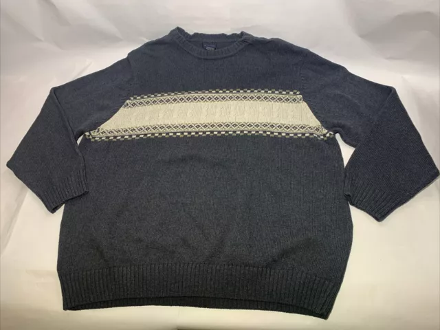 Dockers Crew Neck Sweater Men's 2XL XXL Long Sleeve Dark Blue Chunky Knit Cotton