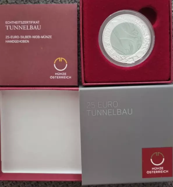 25 Euro Silber - Niob 2013 "Tunnelbau" Münze Österreich -