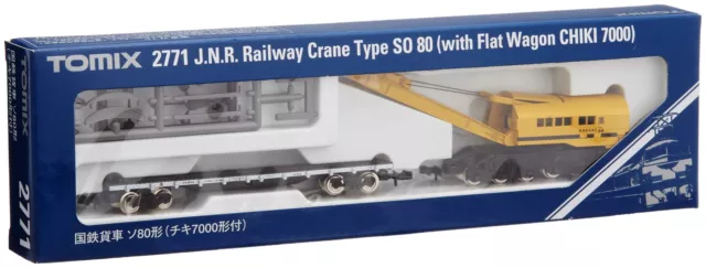 Tomix 2771 N Scale JNR Railway Crane Type SO80 Yellow w/ Flat Wagon CHIKI 7000