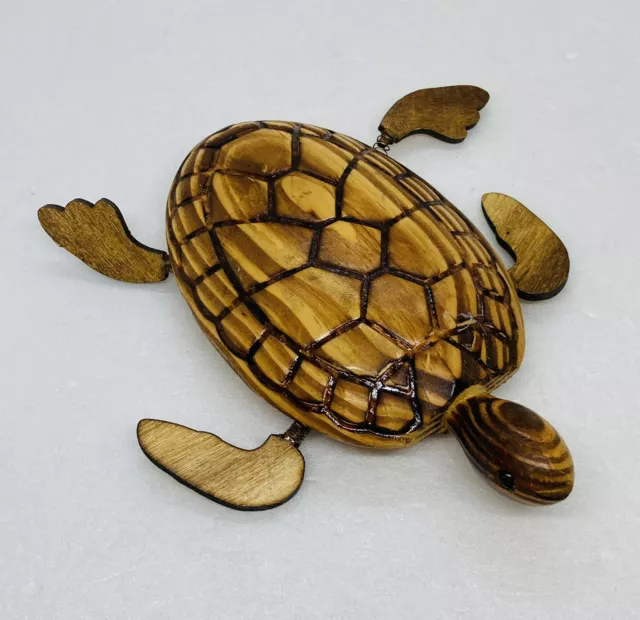 Vintage Sea Turtle Figurine Carved Solid Wood Springy Lega 6” Decor Nicaragua 22