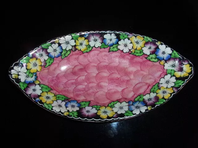 Vintage Maling Large Bon Bon Dish With Floral Garland Decoration 26cm