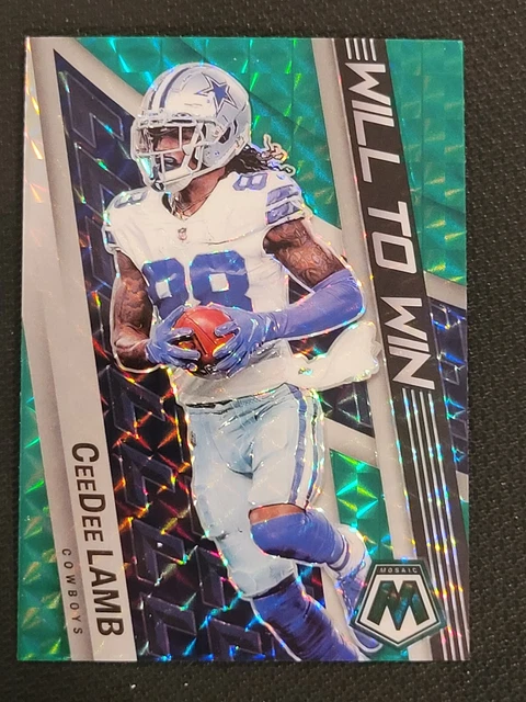 CeeDee Lamb 2022 Panini Mosaic Will To Win Green Prizm WW-18 Dallas Cowboys