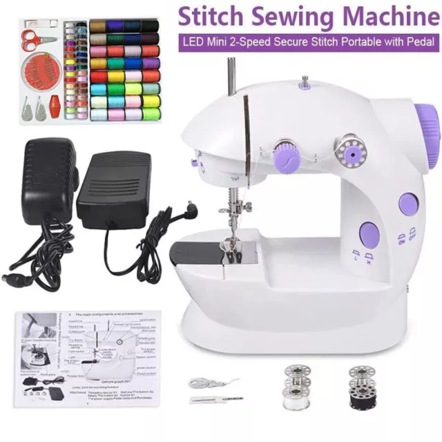 Small Multifunction Mini Handheld Electric LED Sewing Machine Desktop Household