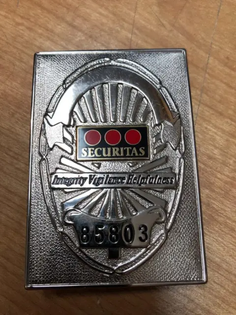 Vintage Securitas Obsolete Security Guard Badge # 85803