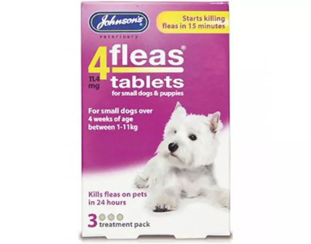 Johnsons 4Flöhe Tabletten für Hunde. Hunde über 4 Wochen zwischen 1-11 kg. 3er-Pack