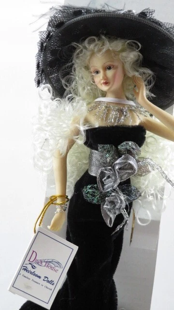 Duck House Porcelain Heirloom Doll, Tassel Doll "Maita" on Stand with COA, Tags