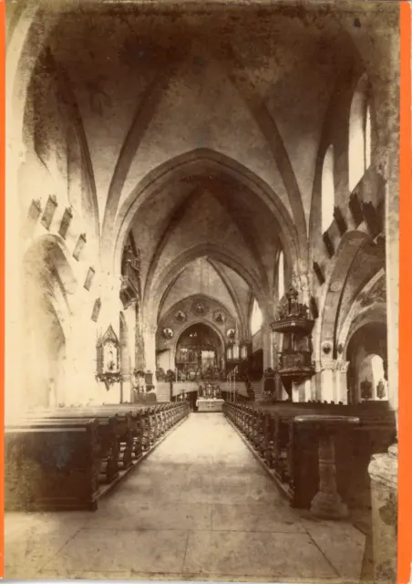 France, Intérieur d&#039;une Église, ca.1880, vintage albumen print Vintage albu