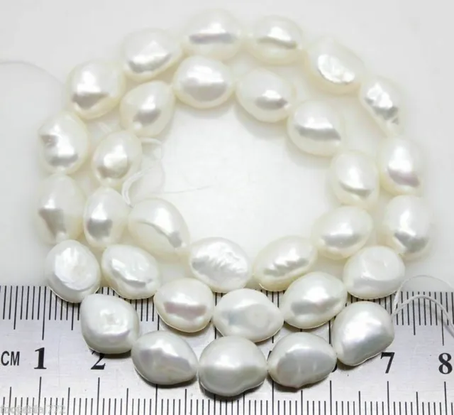 9-10mm Natural White Baroque Freshwater Cultured Pearl Loose Beads 15'' AAA+