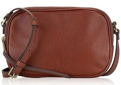 Fossil Maisie Brown Leather Large Oval Crossbody Bag SHB2420213 Brandy NWT $158