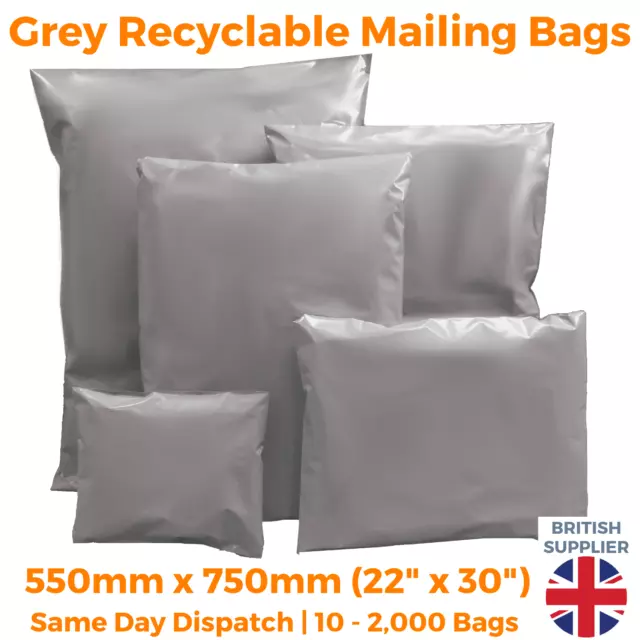 GREY Postal Bags Packaging Poly Parcel Mailing Packing Postage Sacks Self Seal