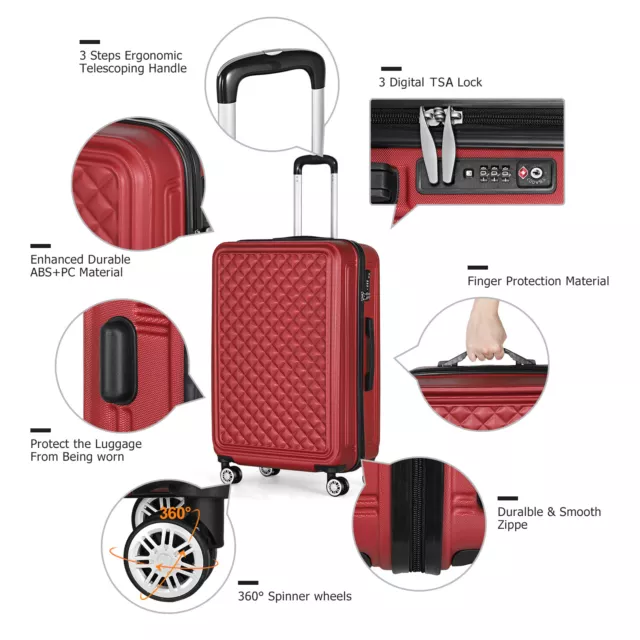 20"24"28" Luggage 3 Piece Set Suitcase Spinner Hardshell Lightweight TSA Lock 2