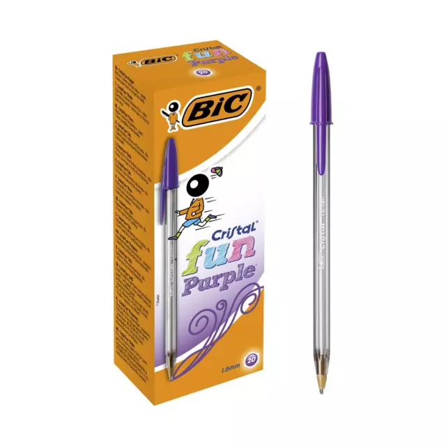 BIC Cristal Fun, Ballpoint Pens, Smudge-Proof Writing Pens and Wide Point (1.6 m