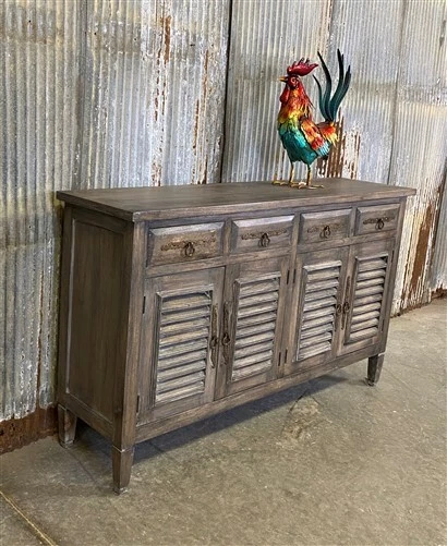 Sideboard with Shutters, Buffet, Console Table, Kitchen Storage, Classic Grey, B
