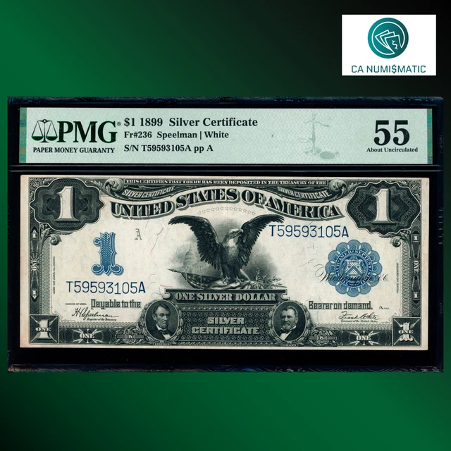 Fr.236 1899 $1 One Dollar Silver Certificate, Black Eagle, PMG 55, 93105