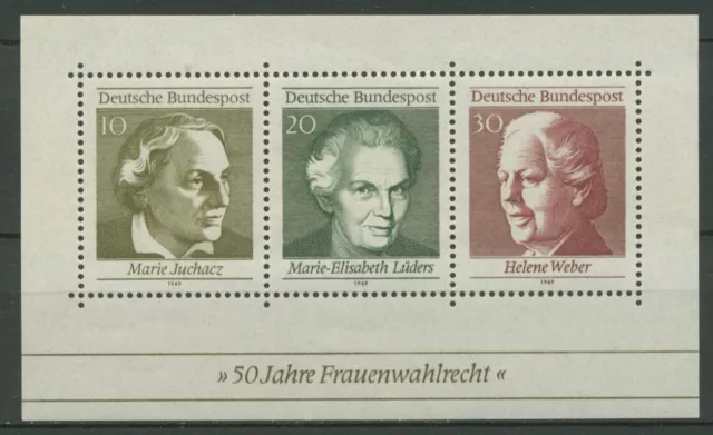 Bund 1969 Frauenwahlrecht Block 5 fehlendes Zahnloch unt. re. postfrisch (C3173)