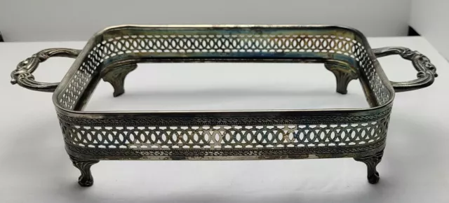 Vintage Antique Silverplate Bowl Frame Tray Basket  For Glass Holder