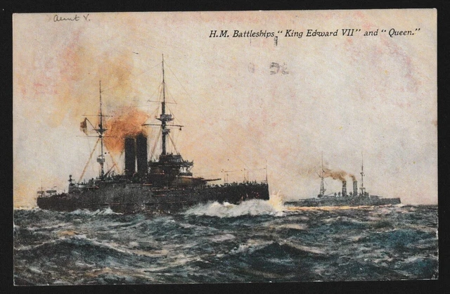 ROYAL NAVY BATTLESHIPS H.M.S. KING EDWARD VII (1903) and H.M.S. QUEEN