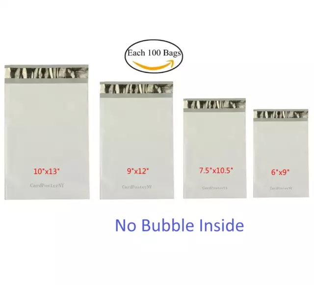 Each 100 6x9 7.5x10.5 9x12 10x13 Poly Mailers Shipping Envelopes Sealing Bags