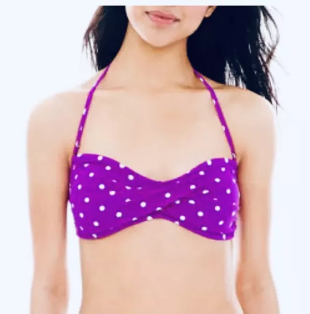 Arizona Womens Bikini Top Size M Purple Polka Dot Convertible Halter Swimwear