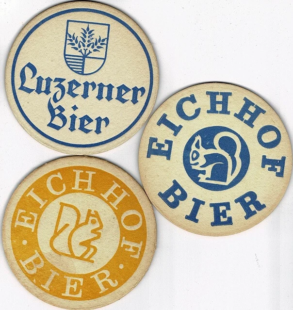 suisse : 3 anciens sous-bocks eichhof (rectos-versos)