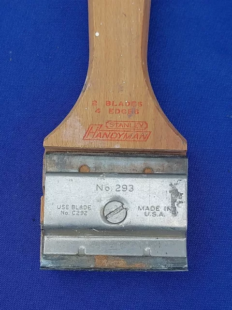 Vintage Stanley Handyman Paint Glue Scraper No. 293 Wood Handle Tool USA 2