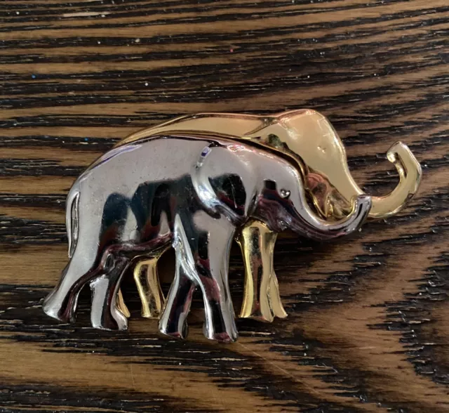 Lauren Conrad Elephant Gold Tone & Silver Tone Brooch Pin