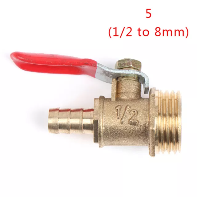 Brass Ball Valve Hose Barb 1/4" 3/8" 1/2" BSP Male Thread Connector Pipe Ada Q❤M