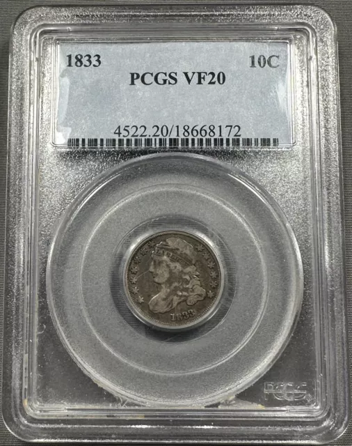 1833 Capped Bust Dime 10c - PCGS VF20 - Choice Original