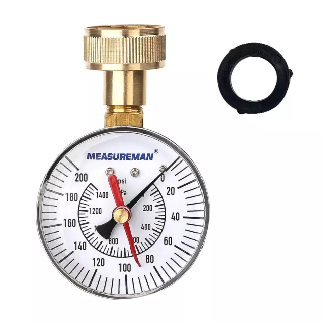 2-1/2" Water Pressure Test Gauge, 3/4" Female Hose Thread, 0-200 Psi/Kpa with Ma